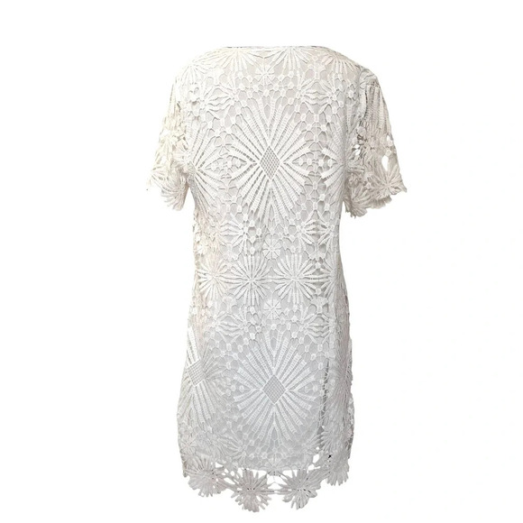 Entro White Embroidered Lace Floral Dress Size Medium - Picture 3 of 4